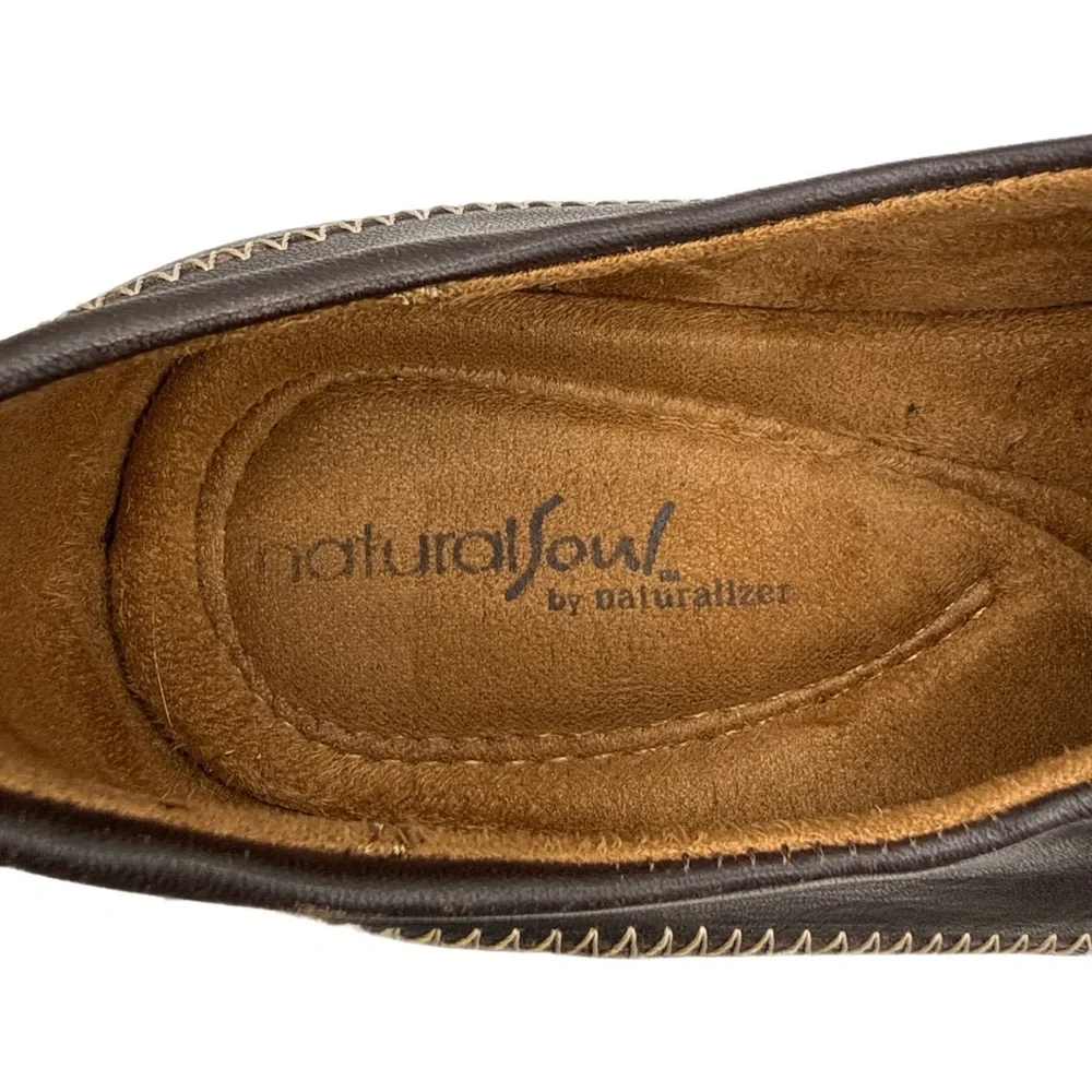 Natural Soul by Naturalizer Brown Leather Comfort Slip On Loafer 9.5M